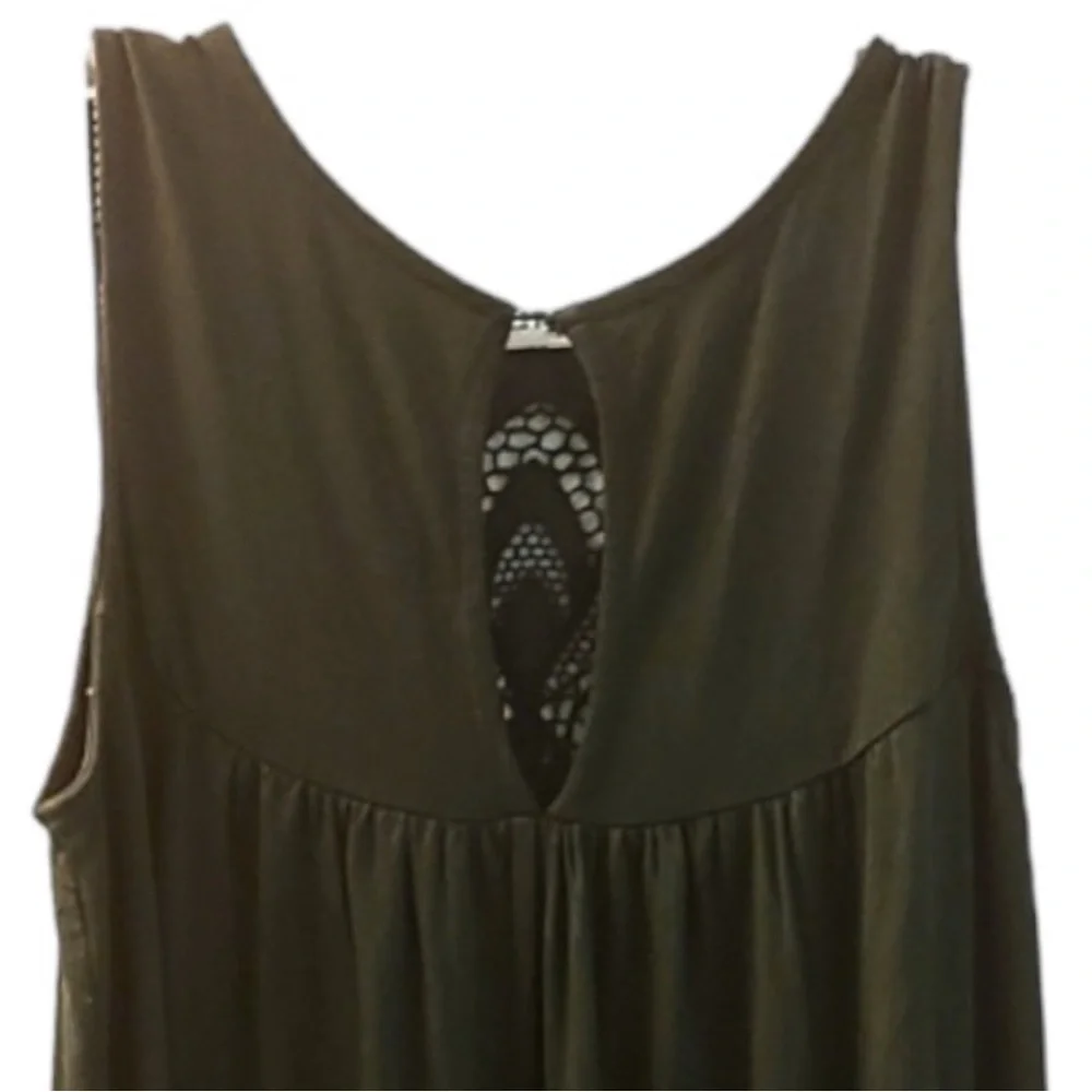 🟢2 FOR $15❣️MAURICES CROCHET YOKE SLEEVELESS TOP *MEDIUM *DARK OLIVE GREEN *EUC - Picture 8 of 11